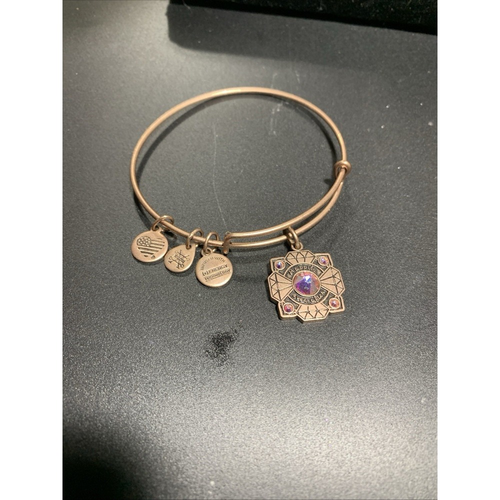 ALEX & ANI "Happily Ever After" Bride Bracelet Rose Gold Tone‎ 7"